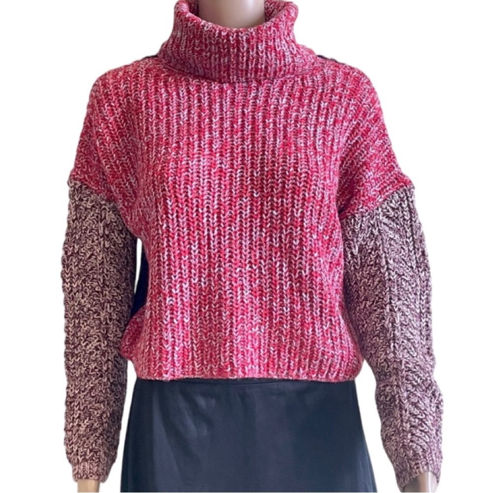 Only Our Story Cow Neck Long Sleeve Chunky Knot Sweater Sz XS